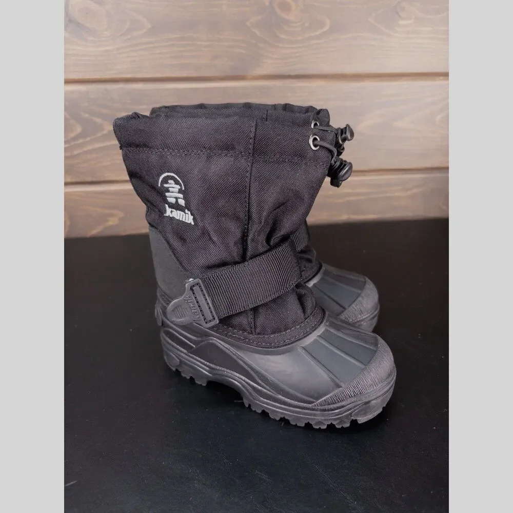Kamik Rocket Little Kids Winter Boots Black Insulated Snow Boots Size 9 Like New